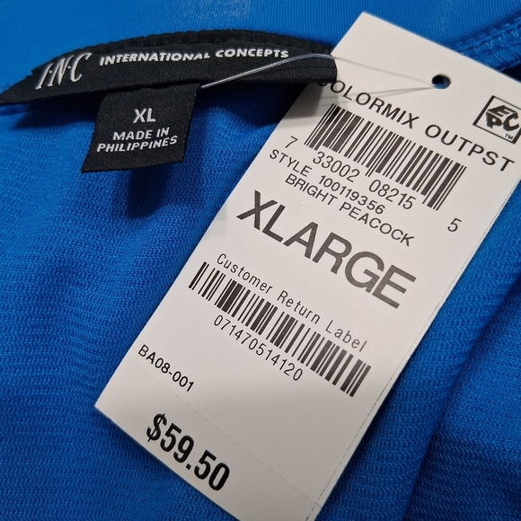 NWT INC International Concept Bright Blue Midi Skirt With Ruching Detail Size XL - Picture 8 of 8